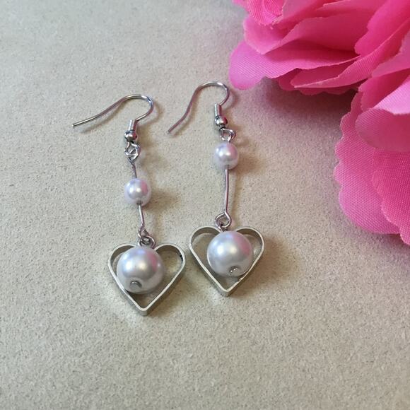Silver Pearls Dangle Earrings - Picture 1 of 4